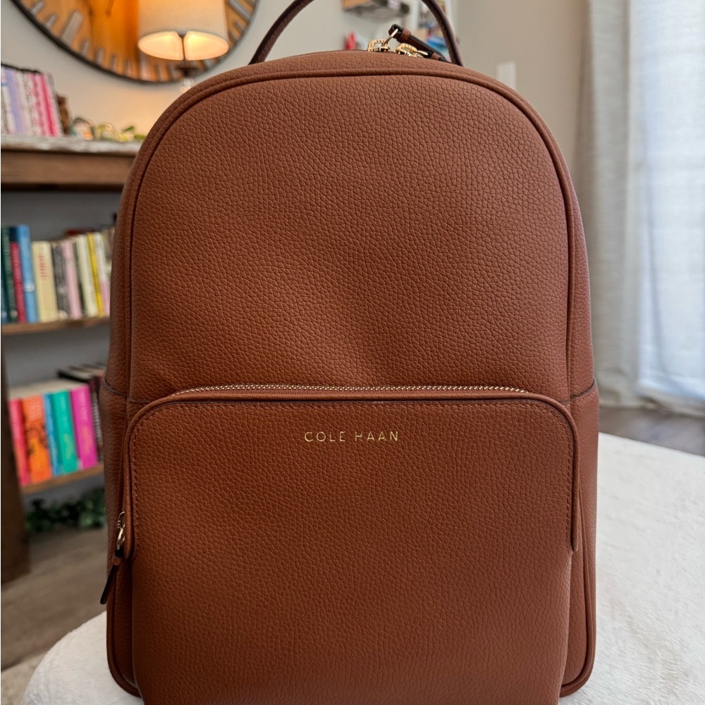 Cole Haan Delancey Chestnut Brown Pebbled Leather Backpack, NWOT
